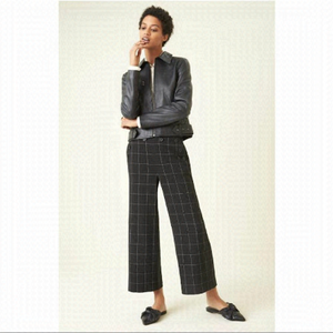 NORDSTROM-HALOGEN Plaid Wide Leg Crop Pants (Size:10)